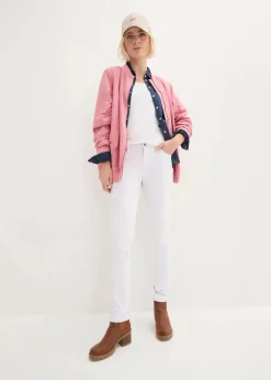 bonprix Jeans|Kurzgrößen^Straight Jeans Mid Waist, Stretch weiß