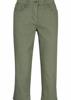 bonprix Hosen|Bekleidung·Kleider^Straight Jeans, Mid Waist, Bequembund oliv