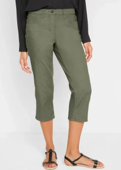 bonprix Hosen|Bekleidung·Kleider^Straight Jeans, Mid Waist, Bequembund oliv