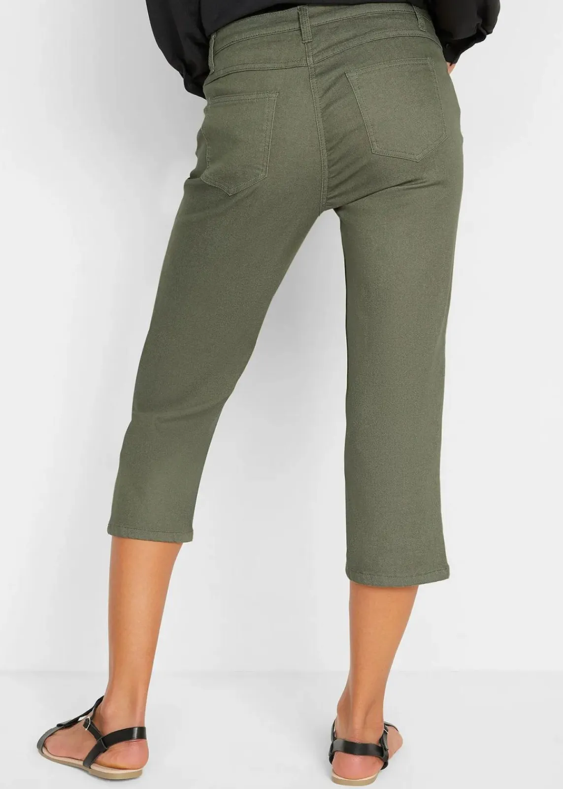 bonprix Hosen|Bekleidung·Kleider^Straight Jeans, Mid Waist, Bequembund oliv
