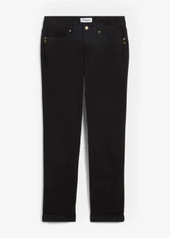 bonprix Jeans|Kurzgrößen^Straight Jeans Mid Waist, Stretch schwarz twill