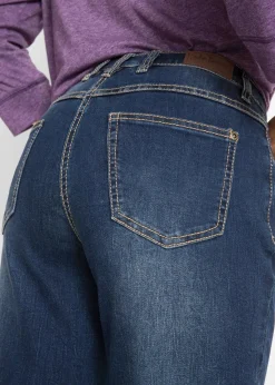 bonprix Bekleidung·Shirts & Tops|Jeans^Straight Jeans Mid Waist, Stretch dunkelblau used