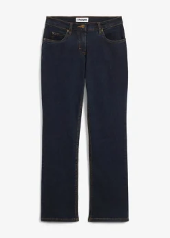 bonprix Kurzgrößen|Bekleidung·Shirts & Tops^Straight Jeans Mid Waist, Stretch dunkelblau