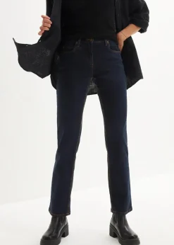 bonprix Kurzgrößen|Bekleidung·Shirts & Tops^Straight Jeans Mid Waist, Stretch dunkelblau