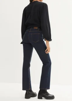 bonprix Kurzgrößen|Bekleidung·Shirts & Tops^Straight Jeans Mid Waist, Stretch dunkelblau