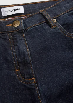 bonprix Kurzgrößen|Bekleidung·Shirts & Tops^Straight Jeans Mid Waist, Stretch dunkelblau
