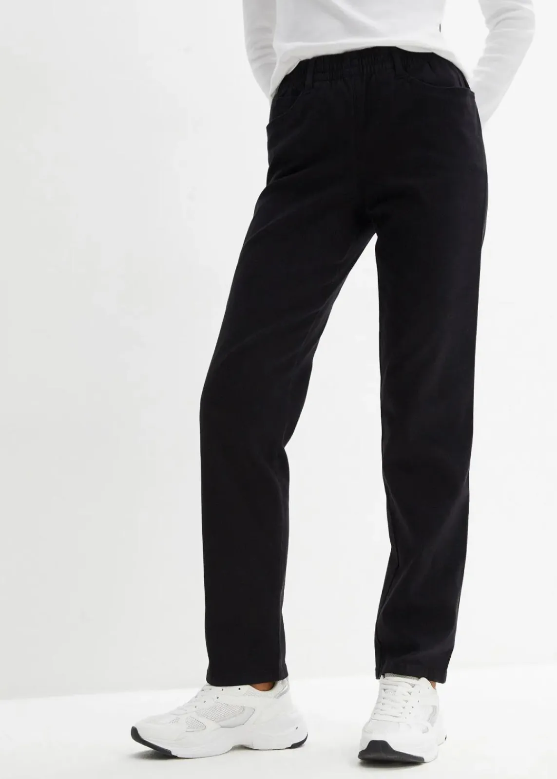 bonprix Bekleidung·Kleider|Hosen^Straight Jeans, Mid Waist (2er Pack) blau denim+schwarz