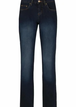 bonprix Jeans|Kurzgrößen^Straight Jeans Mid Waist, Stretch dunkelblau used