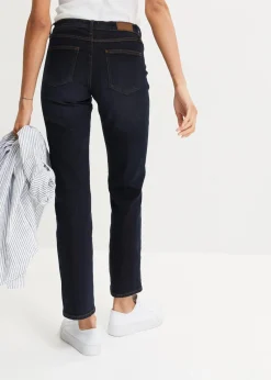 bonprix Jeans|Kurzgrößen^Straight Jeans Mid Waist, Stretch dunkelblau used