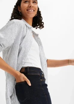 bonprix Jeans|Kurzgrößen^Straight Jeans Mid Waist, Stretch dunkelblau used