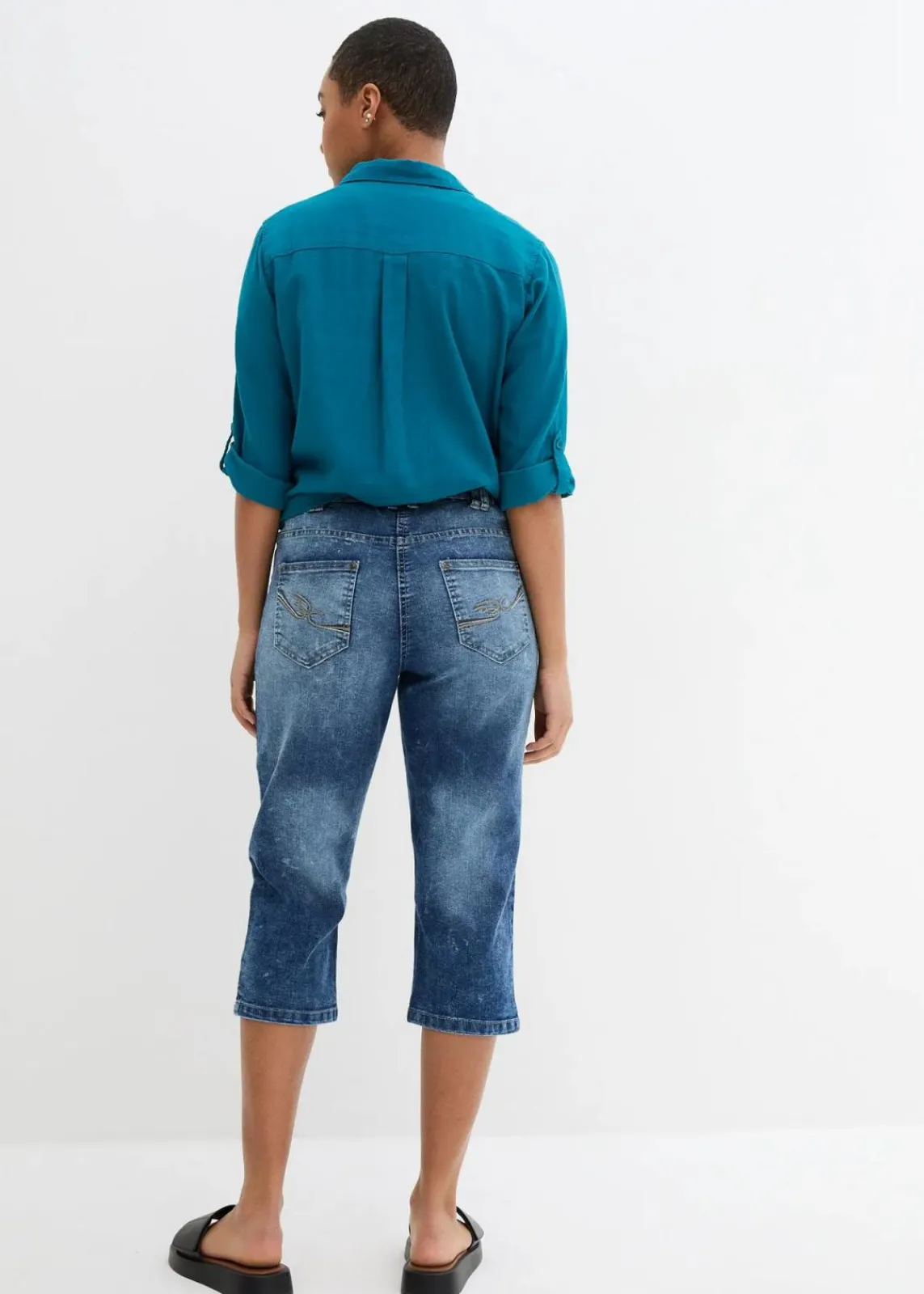 bonprix Jeans|Bekleidung·Shirts & Tops^Straight Jeans, Mid Waist, Stretch blau denim