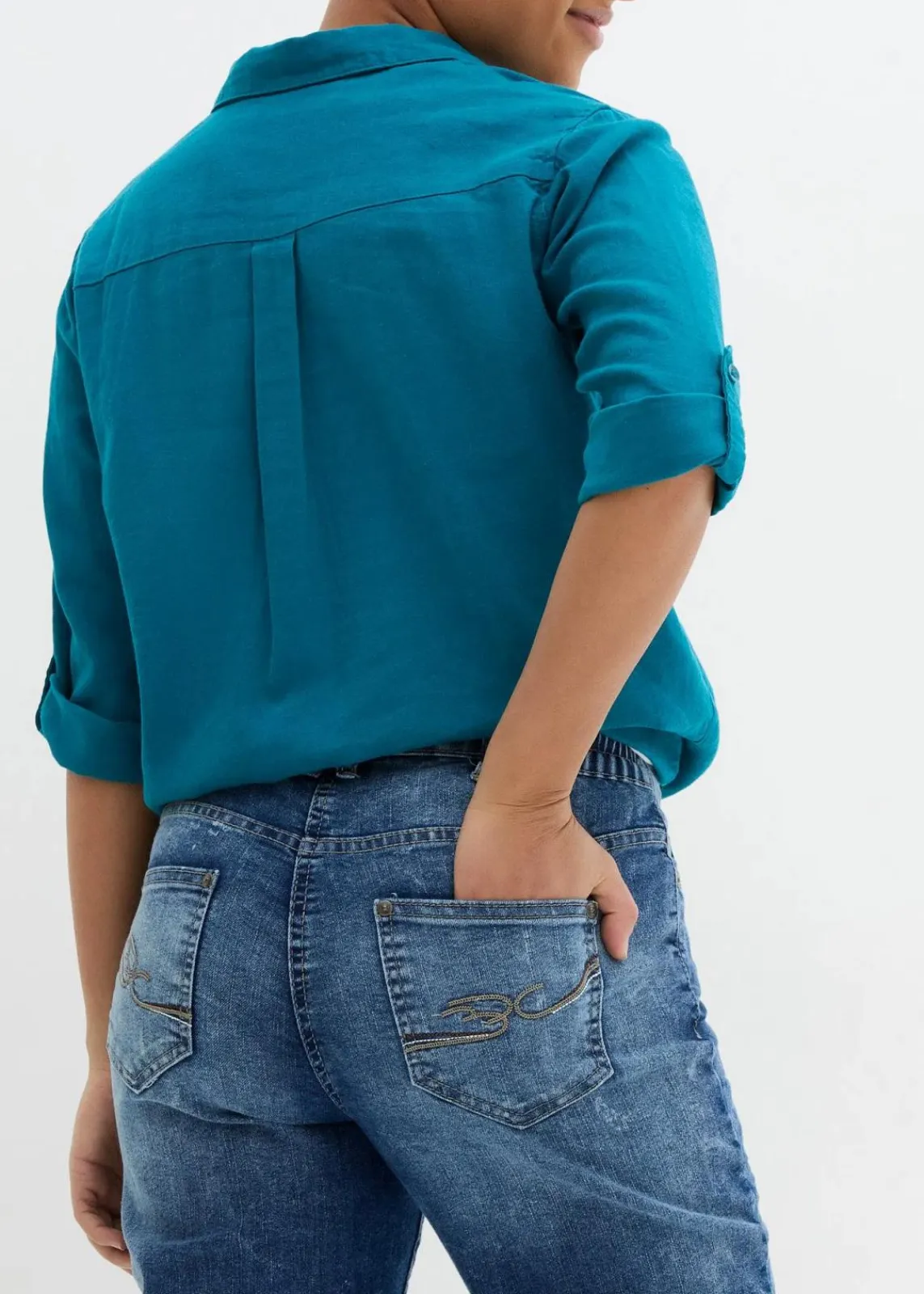 bonprix Jeans|Bekleidung·Shirts & Tops^Straight Jeans, Mid Waist, Stretch blau denim