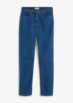 bonprix Jeans|Kurzgrößen^Straight Jeans Mid Waist, Stretch blau