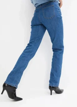 bonprix Jeans|Kurzgrößen^Straight Jeans Mid Waist, Stretch blau