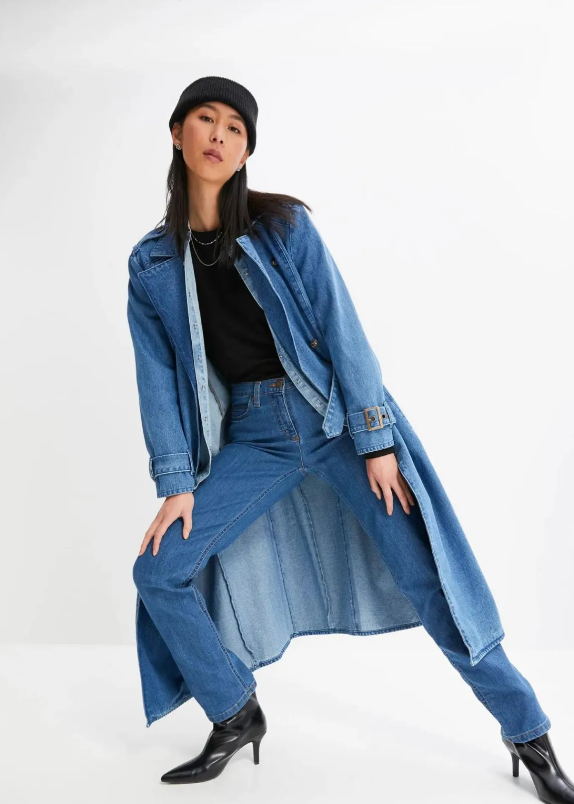 bonprix Jeans|Kurzgrößen^Straight Jeans Mid Waist, Stretch blau