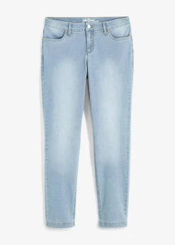 bonprix Kurzgrößen|Bekleidung·Shirts & Tops^Straight Jeans Mid Waist, Stretch eisblau denim used
