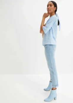 bonprix Kurzgrößen|Bekleidung·Shirts & Tops^Straight Jeans Mid Waist, Stretch eisblau denim used