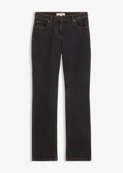 bonprix Kurzgrößen|Jeans^Straight Jeans Mid Waist, Stretch schwarz