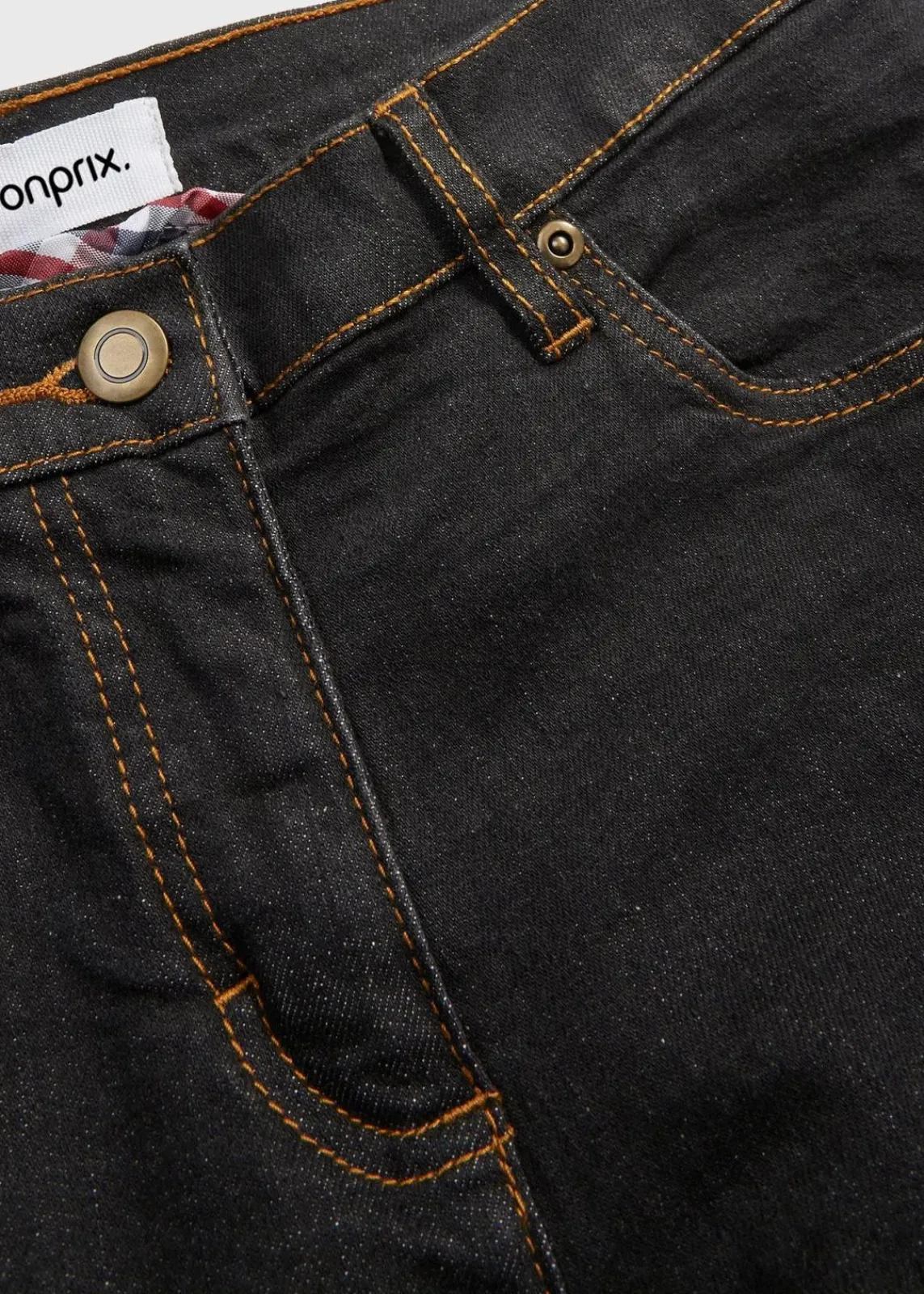 bonprix Kurzgrößen|Jeans^Straight Jeans Mid Waist, Stretch schwarz