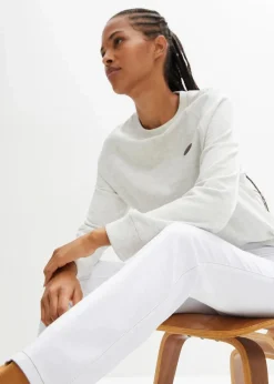 bonprix Jeans|Kurzgrößen^Straight Jeans Mid Waist, Stretch weiß twill