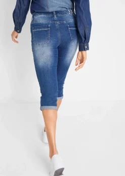 bonprix Bekleidung·Shirts & Tops|Jeans^Straight Jeans Mid Waist, cropped blau used
