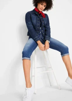 bonprix Bekleidung·Shirts & Tops|Jeans^Straight Jeans Mid Waist, cropped blau used