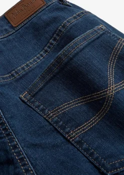bonprix Jeans|Kurzgrößen^Straight Jeans Mid Waist, Stretch dunkelblau used