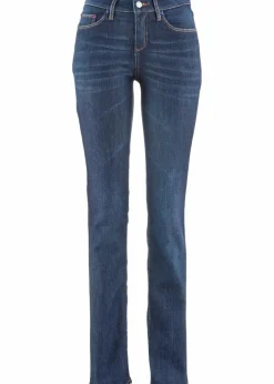 bonprix Kurzgrößen|Bekleidung·Shirts & Tops^Straight Jeans Mid Waist, Stretch dunkelblau used