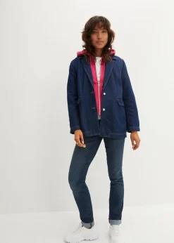 bonprix Jeans|Kurzgrößen^Straight Jeans Mid Waist, Stretch dunkelblau used