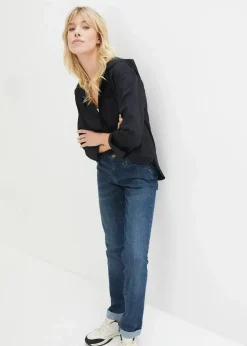 bonprix Jeans|Kurzgrößen^Straight Jeans Mid Waist, Stretch dunkelblau used