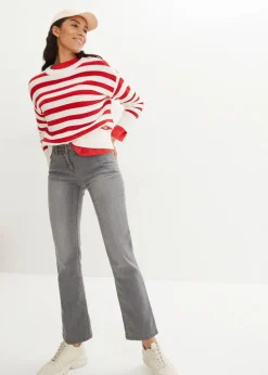bonprix Jeans|Kurzgrößen^Straight Jeans Mid Waist, Stretch grau used