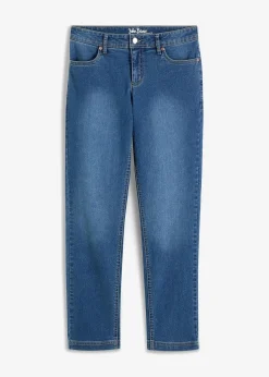 bonprix Jeans|Kurzgrößen^Straight Jeans Mid Waist, Stretch mittelblau denim used