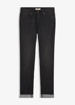 bonprix Jeans|Kurzgrößen^Straight Jeans Mid Waist, Stretch schwarz denim