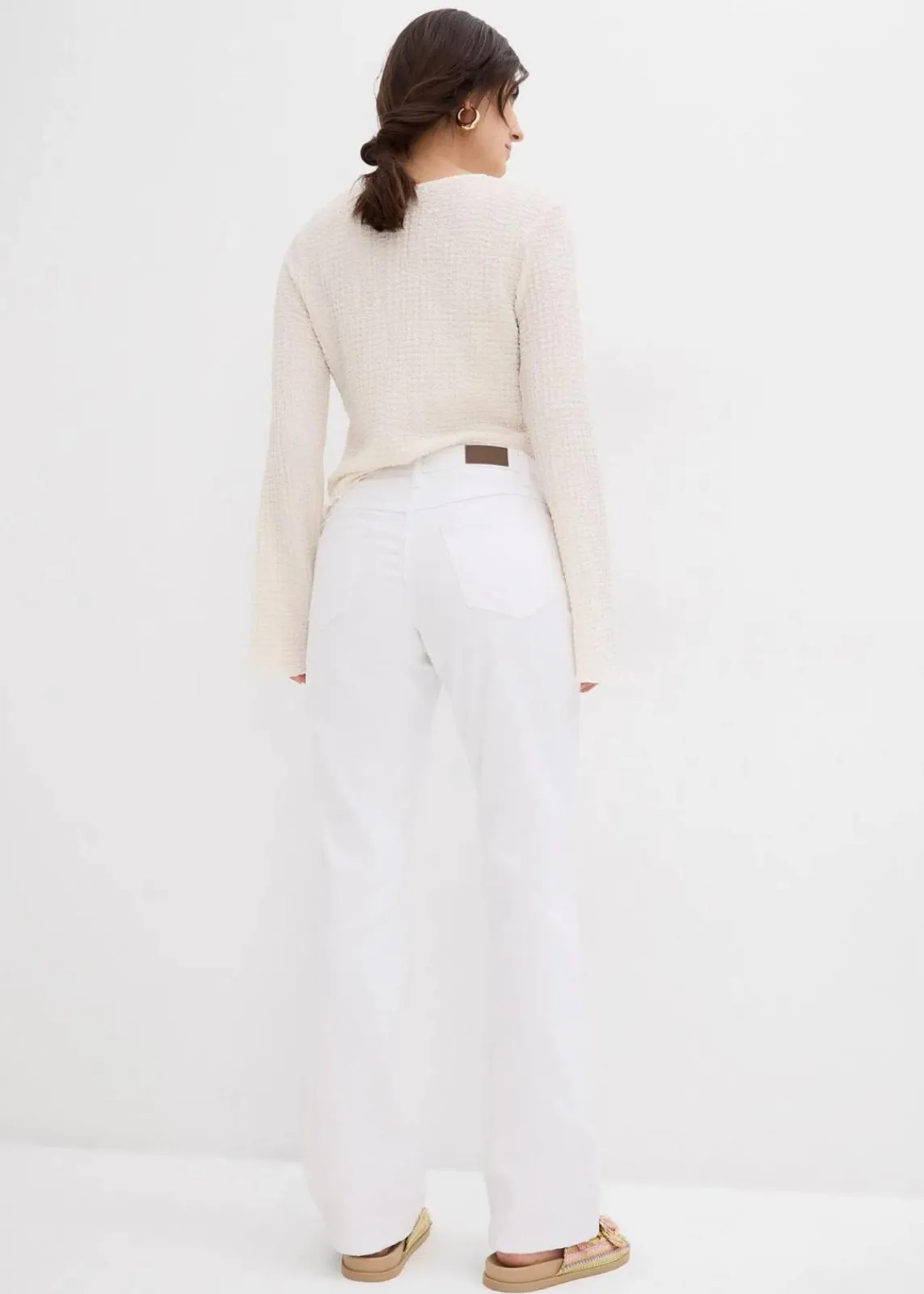 bonprix Kurzgrößen|Jeans^Straight Jeans Mid Waist, Stretch weiß