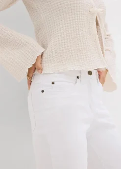 bonprix Kurzgrößen|Jeans^Straight Jeans Mid Waist, Stretch weiß