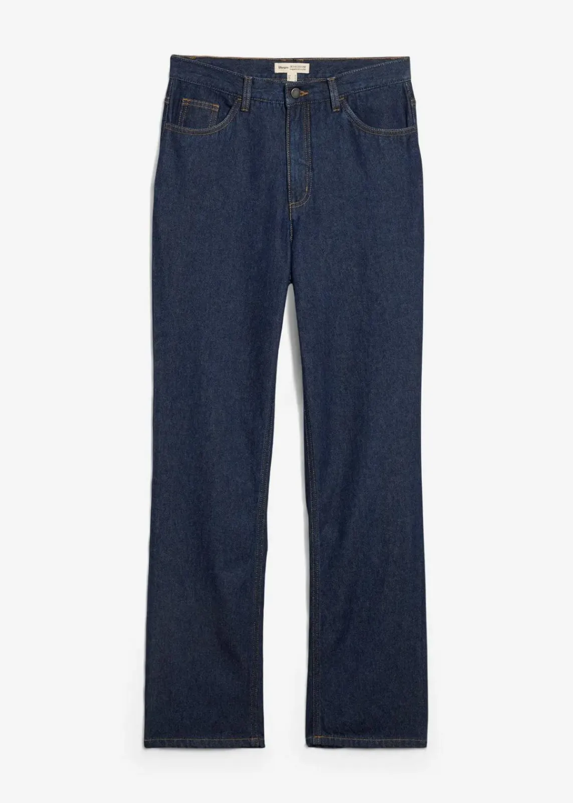 bonprix Bekleidung·Shirts & Tops|Nachhaltigere Materialien^Straight-Jeans, High Waist, Long aus Bio-Baumwolle tiefblau denim ungewaschen