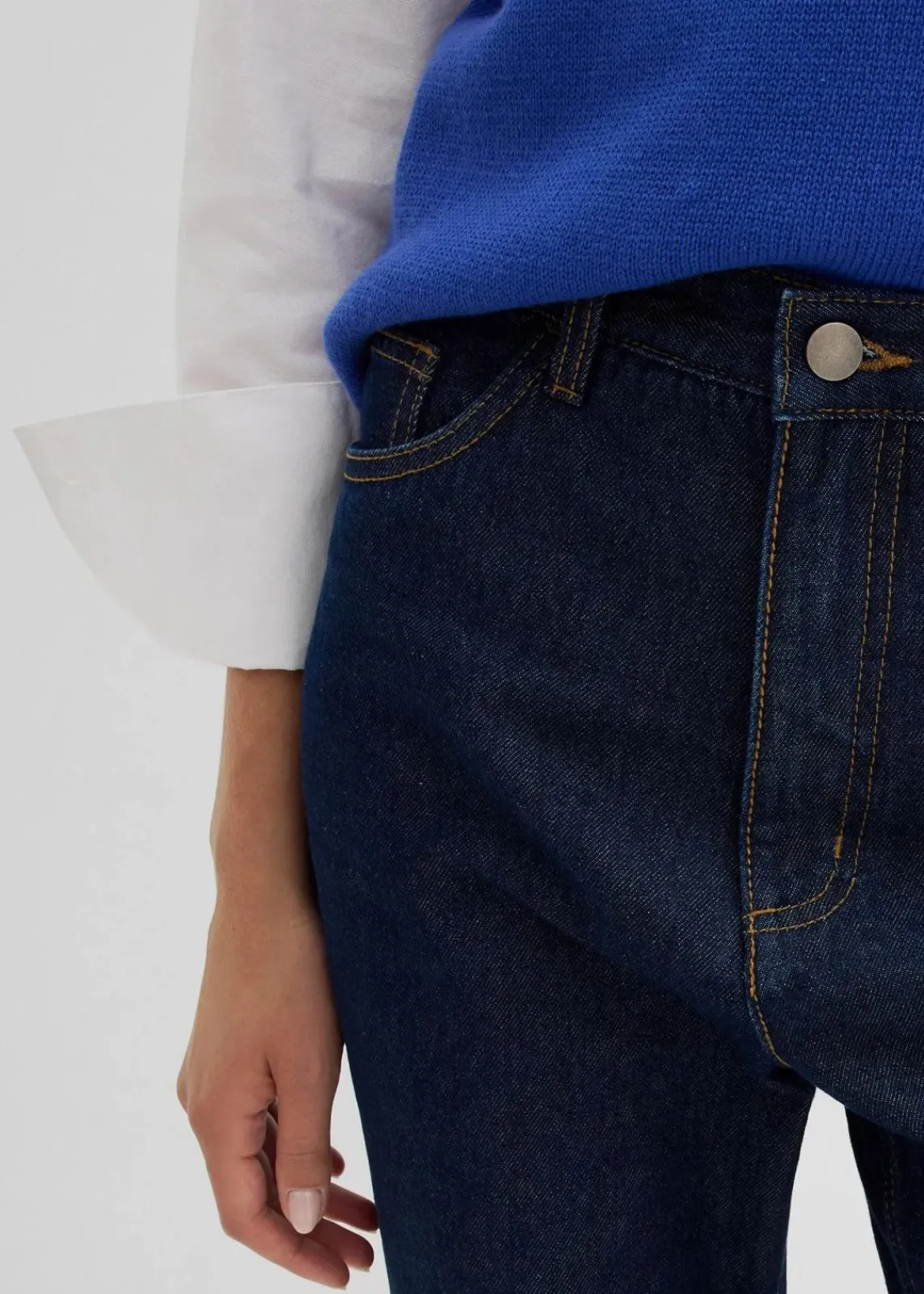 bonprix Bekleidung·Shirts & Tops|Nachhaltigere Materialien^Straight-Jeans, High Waist, Long aus Bio-Baumwolle tiefblau denim ungewaschen