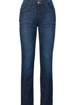 bonprix Thermobekleidung|Jeans^Straight-Jeans High Waist, Thermo dunkelblau used