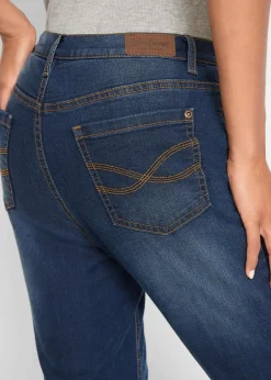 bonprix Thermobekleidung|Jeans^Straight-Jeans High Waist, Thermo dunkelblau used