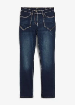 bonprix Bekleidung·Shirts & Tops|Jeans^Straight-Jeans High Waist, Stretch dunkelblau denim