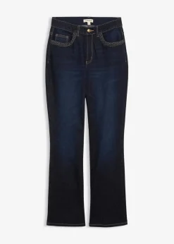 bonprix Bekleidung·Shirts & Tops|Jeans^Straight-Jeans High Waist mit Taschendetails dunkelblau denim used