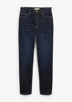 bonprix Bekleidung·Shirts & Tops|Jeans^Straight-Jeans High Waist cropped dunkelblau denim used