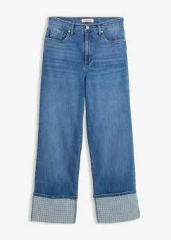 bonprix Jeans|Bekleidung·Shirts & Tops^Straight-Jeans High Waist mit Turn Up mittelblau denim used