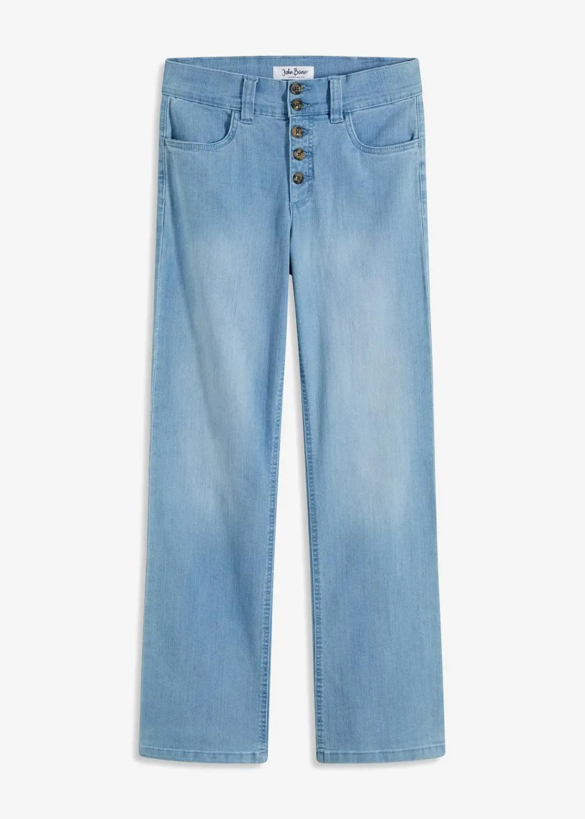 bonprix Jeans|Bekleidung·Shirts & Tops^Straight-Jeans High Waist, Stretch hellblau denim used