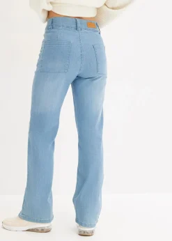 bonprix Jeans|Bekleidung·Shirts & Tops^Straight-Jeans High Waist, Stretch hellblau denim used