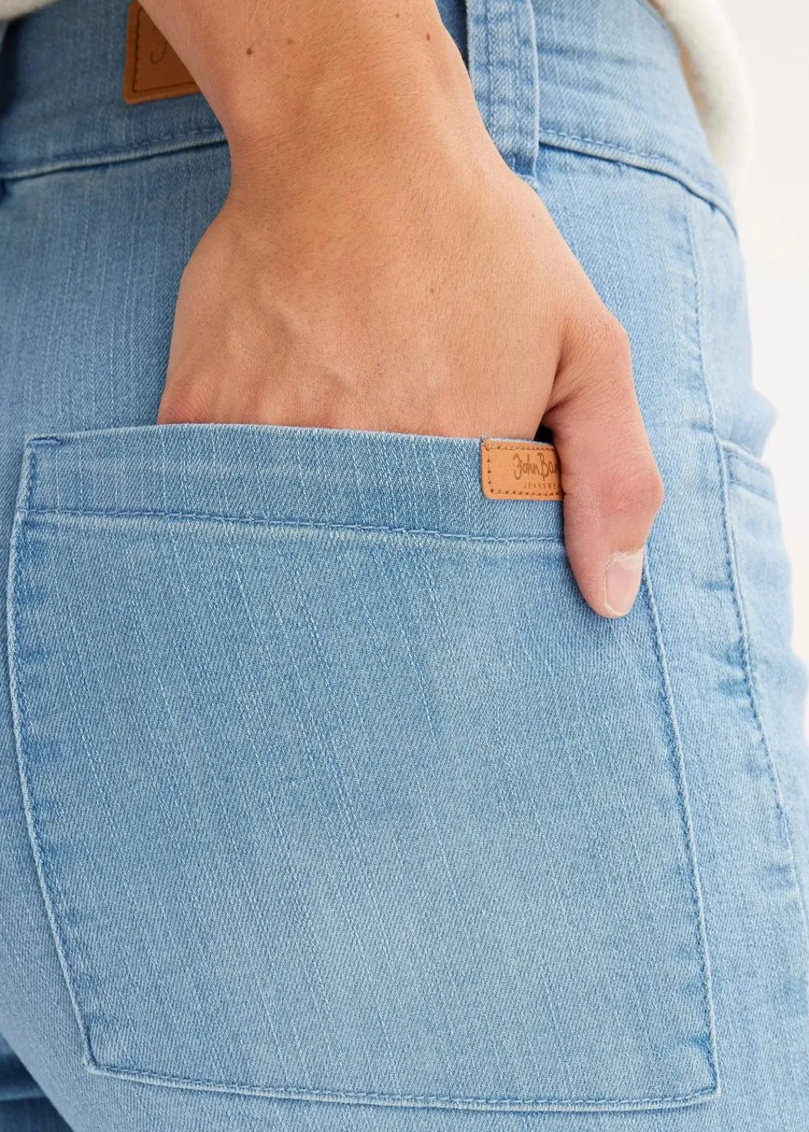 bonprix Jeans|Bekleidung·Shirts & Tops^Straight-Jeans High Waist, Stretch hellblau denim used