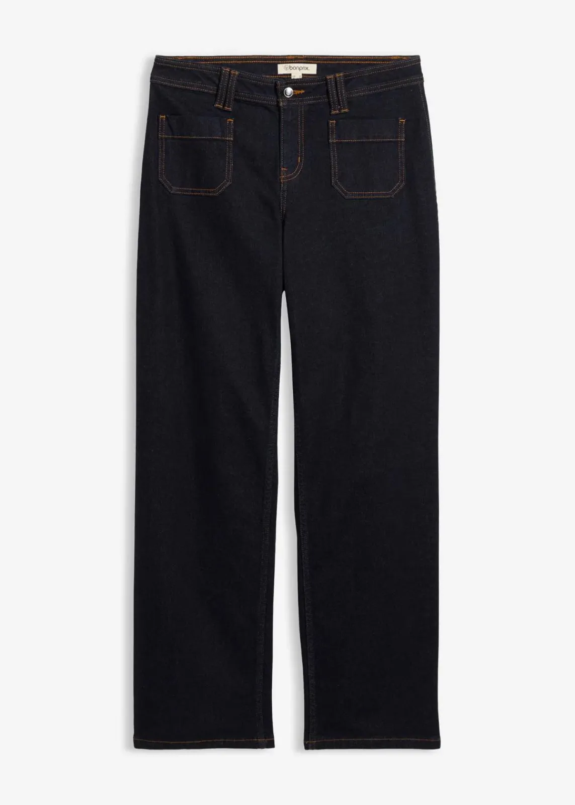 bonprix Jeans|Bekleidung·Shirts & Tops^Straight-Jeans Mid Waist tiefblau denim ungewaschen
