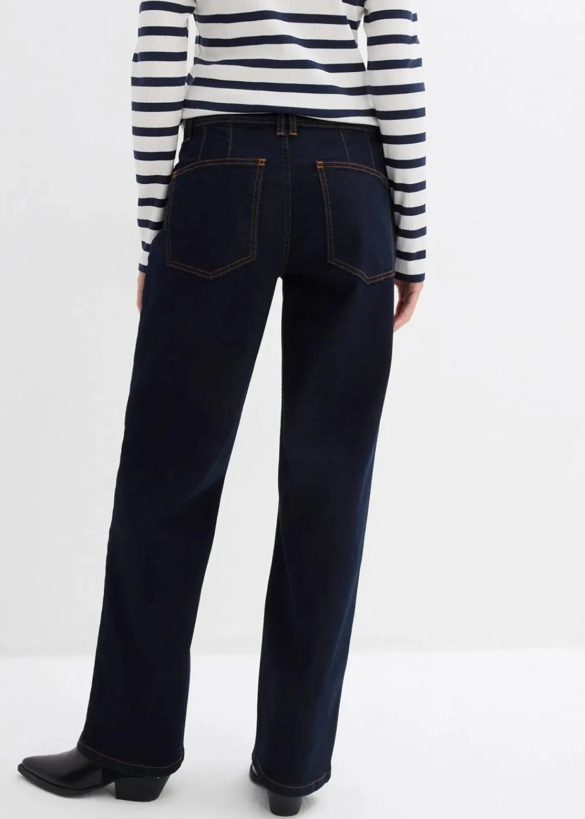 bonprix Jeans|Bekleidung·Shirts & Tops^Straight-Jeans Mid Waist tiefblau denim ungewaschen