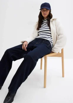 bonprix Jeans|Bekleidung·Shirts & Tops^Straight-Jeans Mid Waist tiefblau denim ungewaschen