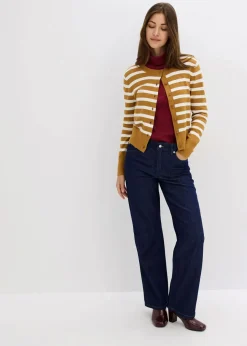 bonprix Bekleidung·Shirts & Tops|Jeans^Straight-Jeans Mid Waist tiefblau denim ungewaschen